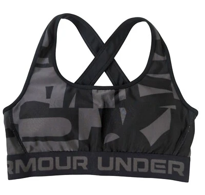 Under Armour Mid Crossback Print Sports Bra Women S Black Gray Pullover Athletic - Image 1 of 4