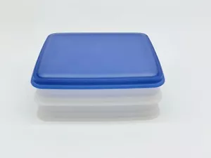 Tupperware Hotdog Keeper DOG HOUSE 2 Stacking Holders #4965 & Blue Lid #4966 - Picture 1 of 4