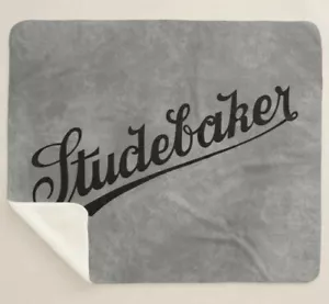 Studebaker Vintage Car Text Logo DigiRods Gray Sherpa Fleece Throw Blanket - Picture 1 of 5