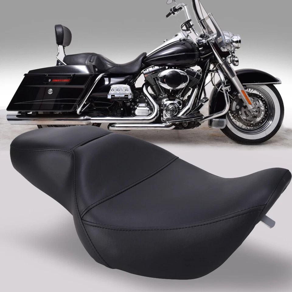 Asiento de dos asientos de bajo perfil para conductor pasajero para Harley Touring Road King 1997-2007 Foto 1 de 4