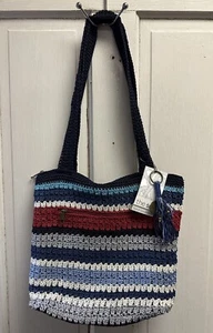 NWT Sak Riviera Purse Blue Red Striped Crochet Bag - Picture 1 of 4