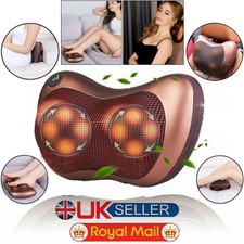 Electric Lumbar Pillow Massager Neck Back Massage Heat Kneading Cushion Home Car