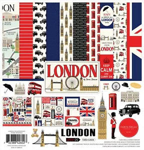 Carta Bella - London - 12x12 Sammlung Set Sammelalbum Papiere + Sticker England - Bild 1 von 3