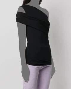 $195 IRO Women's Black Billin One Shoulder Ruched Tank Top Size XX-Small - Picture 1 of 5