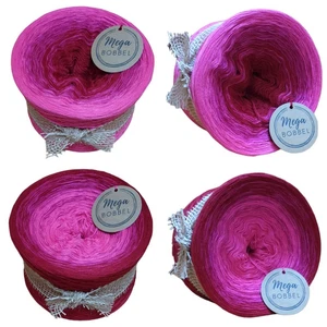 MegaBobbel*Pinke Rose*259*Fädigkeit+Länge n. Wahl*Verlauf Garn Wolle Lace Bobbel