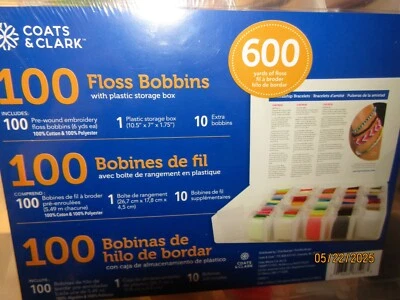 Coats & Clark 100 bobbins embroidery floss w/ plastic storage box NEW SEALED - Image 1 of 4