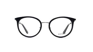 Guess GU2707 001 Shiny Black Round Metal Optical Eyeglasses Frame 53-19-140 AB