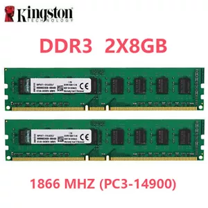 Kingston DDR3 16GB 1866MHZ 2x8GB PC3-14900 Desktop Computer Memory RAM PC3 16GB - Picture 1 of 7