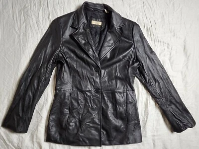 Valerie Stevens Leather Jacket Black Collared Size Medium Womens - Image 1 of 4