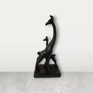 Vintage Haeger Pottery 16" Giraffe Mother and Baby Sculpture - Black Ceramic - Picture 1 of 2