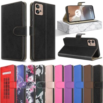 For Motorola Moto G32 Case, Slim Leather Wallet Magnetic Flip Stand Phone Cover