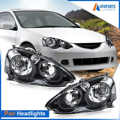 For 2002-2004 Acura RSX DC5 JDM Black Housing Headlight Assembly Left Right Pair - Image 1 of 4