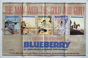 MOEBIUS BLUEBERRY POSTER  1989 EPIC COMICS PROMO CHARLIER 22"X34" NEW FOLDED VTG - Picture 1 of 8