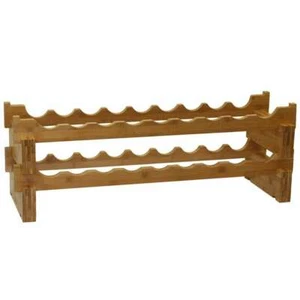 Oceanstar Wine Bottle Rack Beige Stackable Bamboo Interlock Wave Bars 18-Bottle - Picture 1 of 4