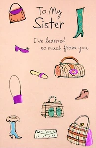 Divertida tarjeta de CUMPLEAÑOS PARA HERMANA, moda falsa de American Greetings + sobre - Imagen 1 de 5