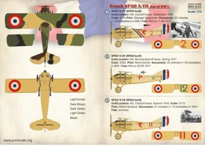 Print Scale PS-72259 1/72 WWI French Spad S.VII Aces - Bild 1 von 4