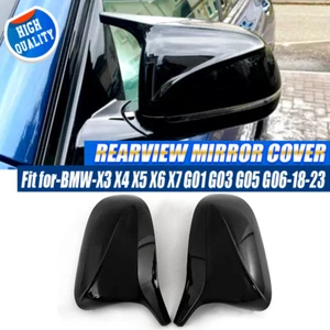Gloss Black M Style Side Mirror Cover FOR 18+ BMW X3 X4 X5 X6 X7 G01 G03 G05 G06 - Picture 1 of 15