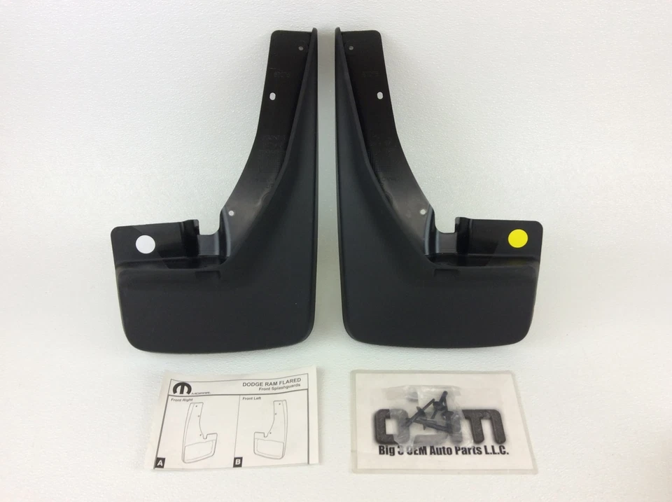 09-16 Dodge Ram Front Deluxe Molded Splash Guard Mud Flaps Black with Flares OEM - Image 1 of 3