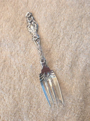 LILY WHITING  Sterling Silver Antique SALAD FORK  6 1/8" K monogram - Image 1 of 4