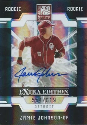 (HCW) 2009 Donruss Elite Extra Edition JAMIE JOHNSON #/619 Rookie Panini Detroit - Image 1 of 2