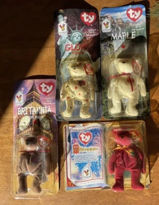 NEW Lot of 4 Ty Beanie Babies:  Britannia, Glory, Maple & Millennium FREE SHIP - Picture 1 of 7