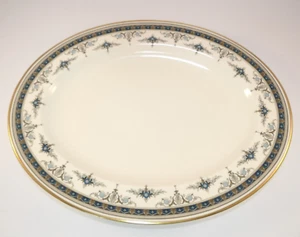 13 1/2" Minton Grasmere Blue & Gold Trim Oval Serving Platter c1980 Excellent - Picture 1 of 5