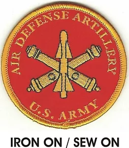 Red Gold Army Air Defense Artillery Iron on / Sew on Patch - Picture 1 of 1