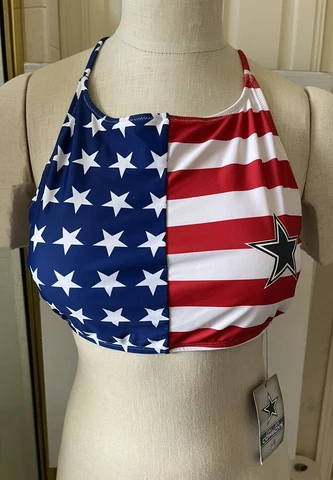 DALLAS COWBOYS Womens Patriotic Swim Suit Top Sz XL NFL Apparel Halter Style NWT Cover