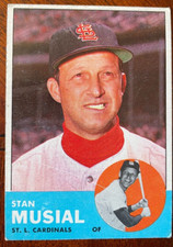 STAN MUSIAL   1963  TOPPS   Baseball Card - WEAR - VINTAGE!