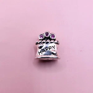 Chamilia Pink Swarovski Happy Birthday Cake Charm 925 Sterling Silver. - Picture 1 of 4