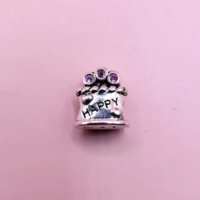 Chamilia Pink Swarovski Happy Birthday Cake Charm 925 Sterling Silver. - Image 1 of 4