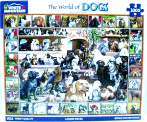White Mountain Puzzles "The World of Dogs" #141 - 1000 larger pieces with Poster - Picture 1 of 3