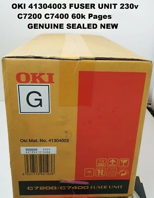 OKI 41304003 FUSER UNIT 230v C7200 C7400 60k Pages GENUINE SEALED NEW - Image 1 of 3