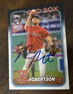 NICK ROBERTSON Signed 2024 Topps Baseball Card #13 Boston Red Sox RC Rookie AUTO - Image 1 of 2