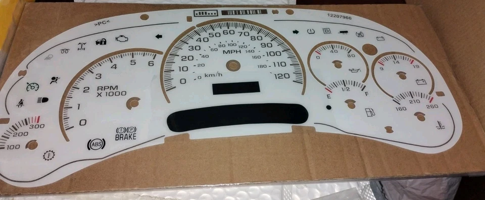 For Chevy GMC Truck Cluster White Face Temp 7 Gauge 03-05 Tahoe Silverado Sierra - Image 1 of 1