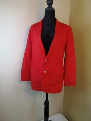 Blazer Liz Wear Petite de Colección Años 80 Rojo Mezcla de Lino Talla 4P Oficina Disfraz Foto 1 de 4
