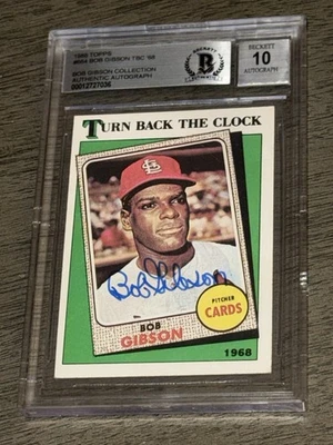 1988 Topps Bob Gibson Collection 1968 Cardinals HOF cartão de beisebol (BGS 10 AUTOMÁTICO) - Imagem 1 de 3