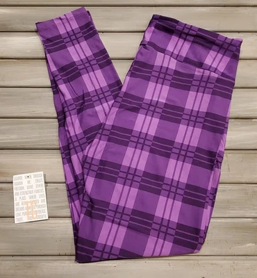 LuLaRoe Women's Purple Plaid Flanel Print TC Tall and Curvy Leggings New NWOT - Image 1 of 2