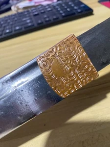 Brass Habaki With Cloud Pattern For Japanese Samurai Sword Katana Fitting - Picture 1 of 9