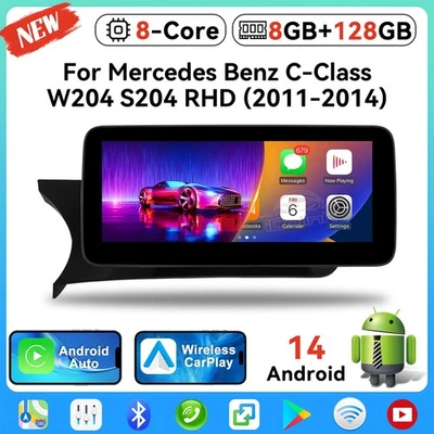 8G+128GB GPS für MERCEDES-BENZ W204 S204 NTG4.5 Android 14 Autoradio CarPlay SWC - Bild 1 von 4