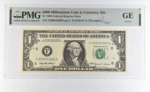 2000 Millennium Coin & Currency Set $1 1999 FRN Atlanta GA Low Serial PMG *4613 - Picture 1 of 3