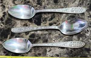 KONVOLUT 3 JUGENDSTIL MET ROSE MEO1 VERSILBERTE TEELÖFFEL/ TEELÖFFEL 🍵 🥄 - Bild 1 von 8