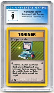 CGC 9 MINT German Computer Search Base Set 1st Edition Pokemon 1999 71/102 -59 - Picture 1 of 2