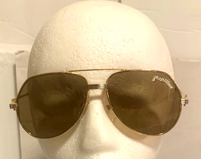 Gafas de sol de aviador Papillon Art Deco estilo raro de colección marco dorado/lente marrón en muy buena condición Foto 1 de 4