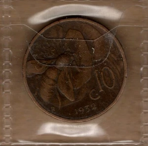 A371: Moneta Coin Regno d'Italia - Vittorio Emanuele III: 10 Centesimi Ape 1932 - Picture 1 of 1