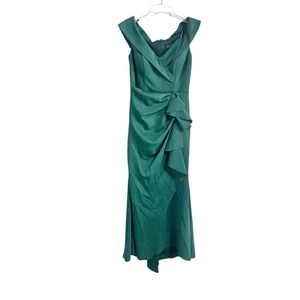 Xscape smaragdgrün lang schulterfrei Scuba Rüschen Abendkleid Größe 8 - Bild 1 von 7