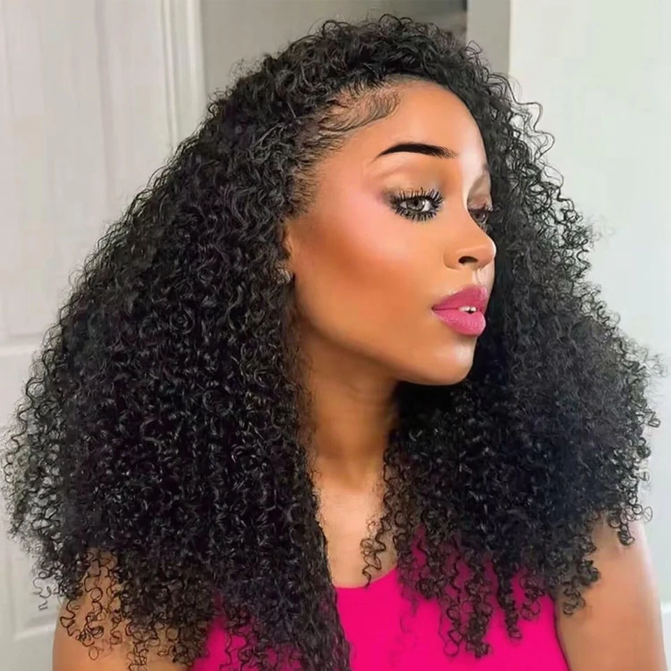 Media peluca rizada rizada 3 en 1 con cordón sin costuras abatible media peluca rizada para mujer Foto 1 de 4