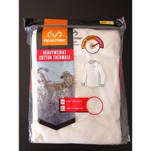 Realtree Crew Top Cotton Thermal Top Men's Large Naturel White Scent Control - Picture 1 of 3