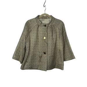 Kate Spade New York Metallic Tweed Cropped Jacket Size L Gold Black Evening - Picture 1 of 7