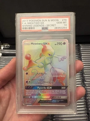 2017 Pokemon Sun and Moon Shining Legends-secret Mewtwo GX Full Art PSA 10 76/73 - Image 1 of 2